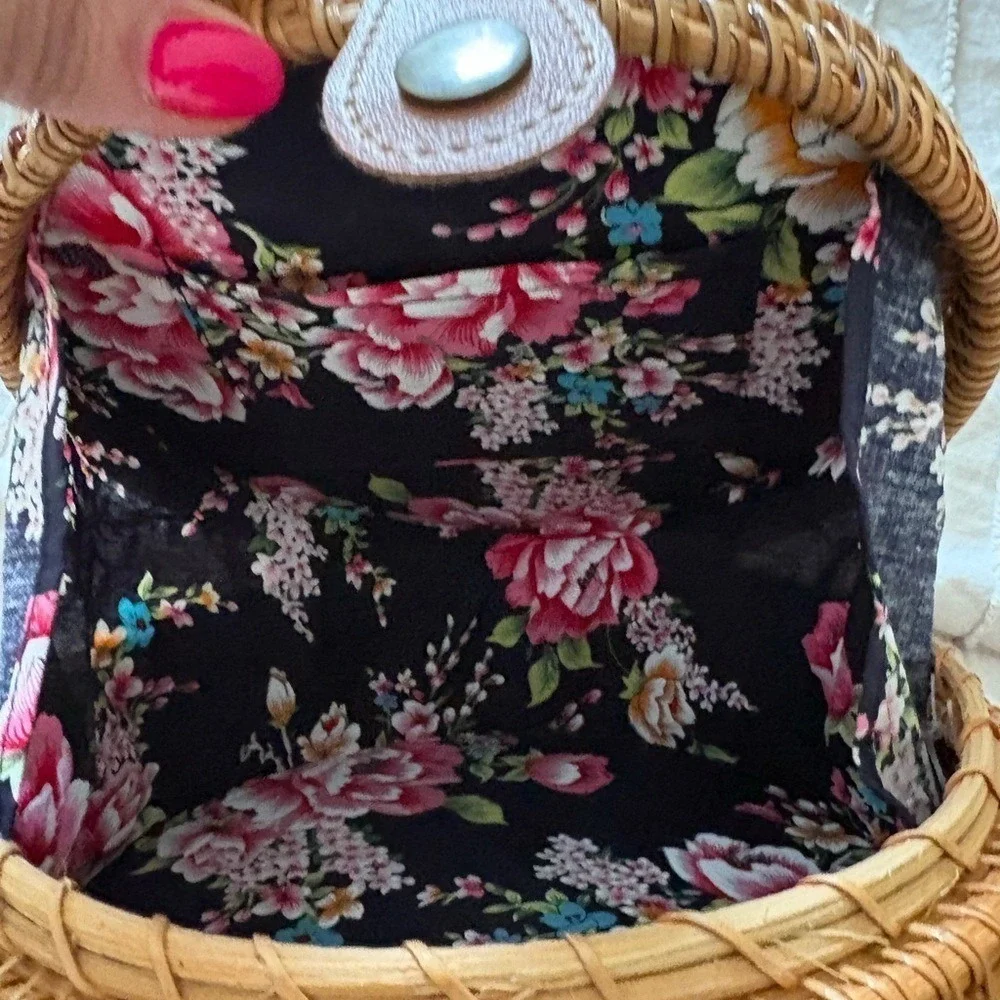 Round Rattan Woven Crossbody Bag Boho Resort Vacation Purse